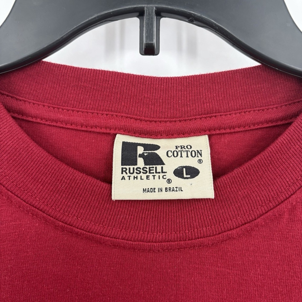 Vintage Russell Athletic Pocket Shirt Mens Large‎ Maroon Pro Cotton Active Y2K - Picture 4 of 7